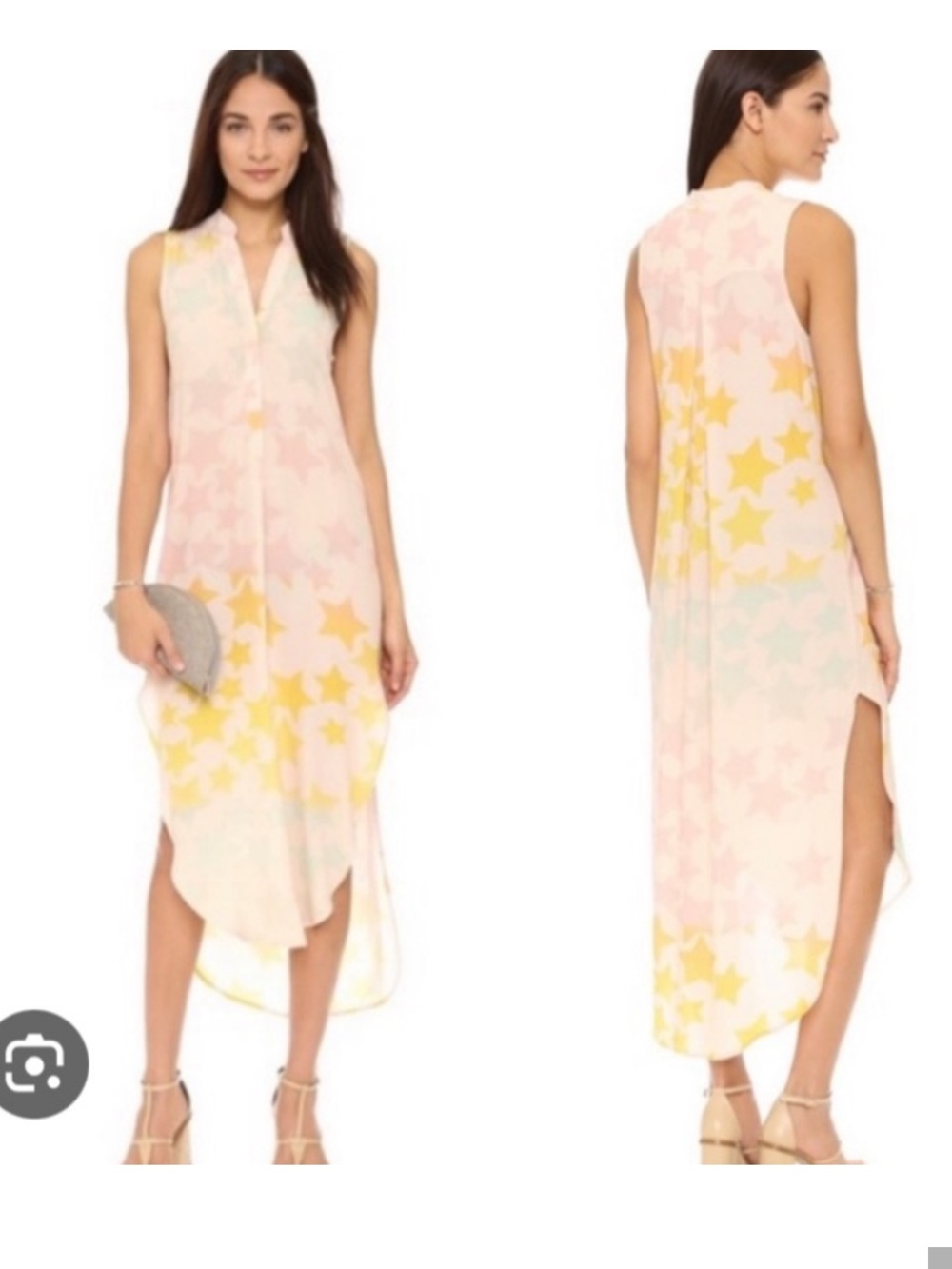 Mara Hoffman Pastel Starprint Sleeveless Midi Dress - Pink & Yellow
